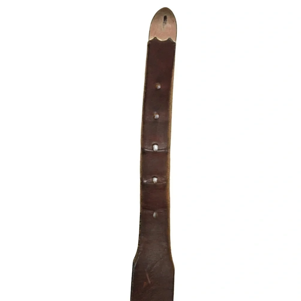 ORION LEATHER COMPANY Belt Largemouth Bass Concho Brown Antique Silver Finish